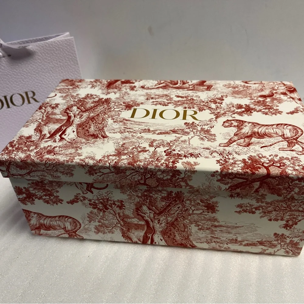 Dior Red Toile De Jouy Gift Box Dior Limited Edition Storage Box Dior Ribbon